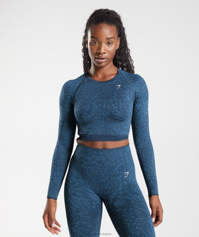 Gymshark adapter animal - haut sans couture à lacets dans le dos sauvage | marine femmes 6HF28459